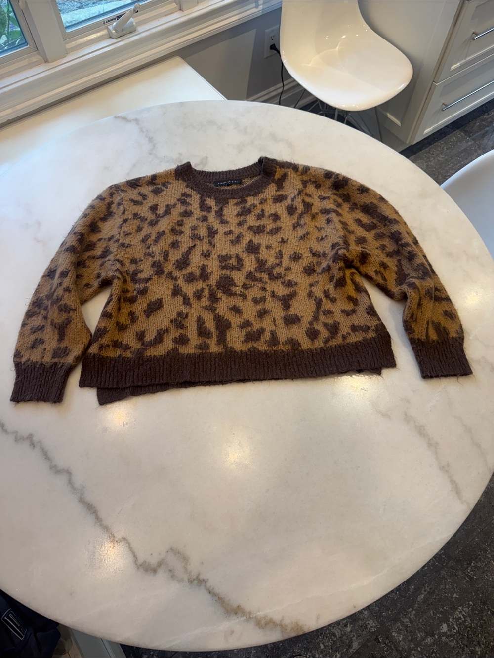 Leopard Print Crewneck Sweater in Brown